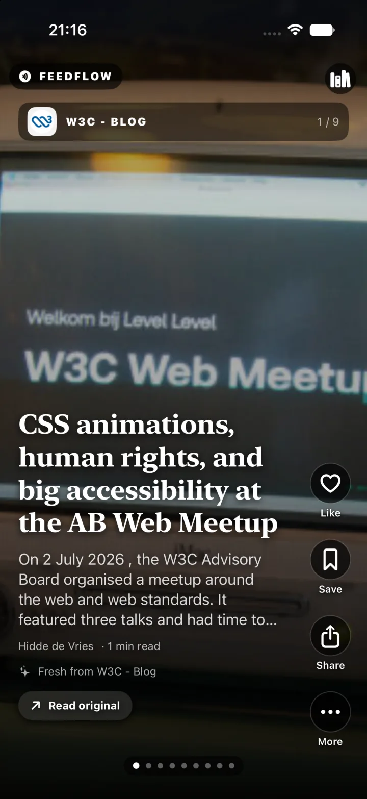 PROSA feed showing a W3C Blog story